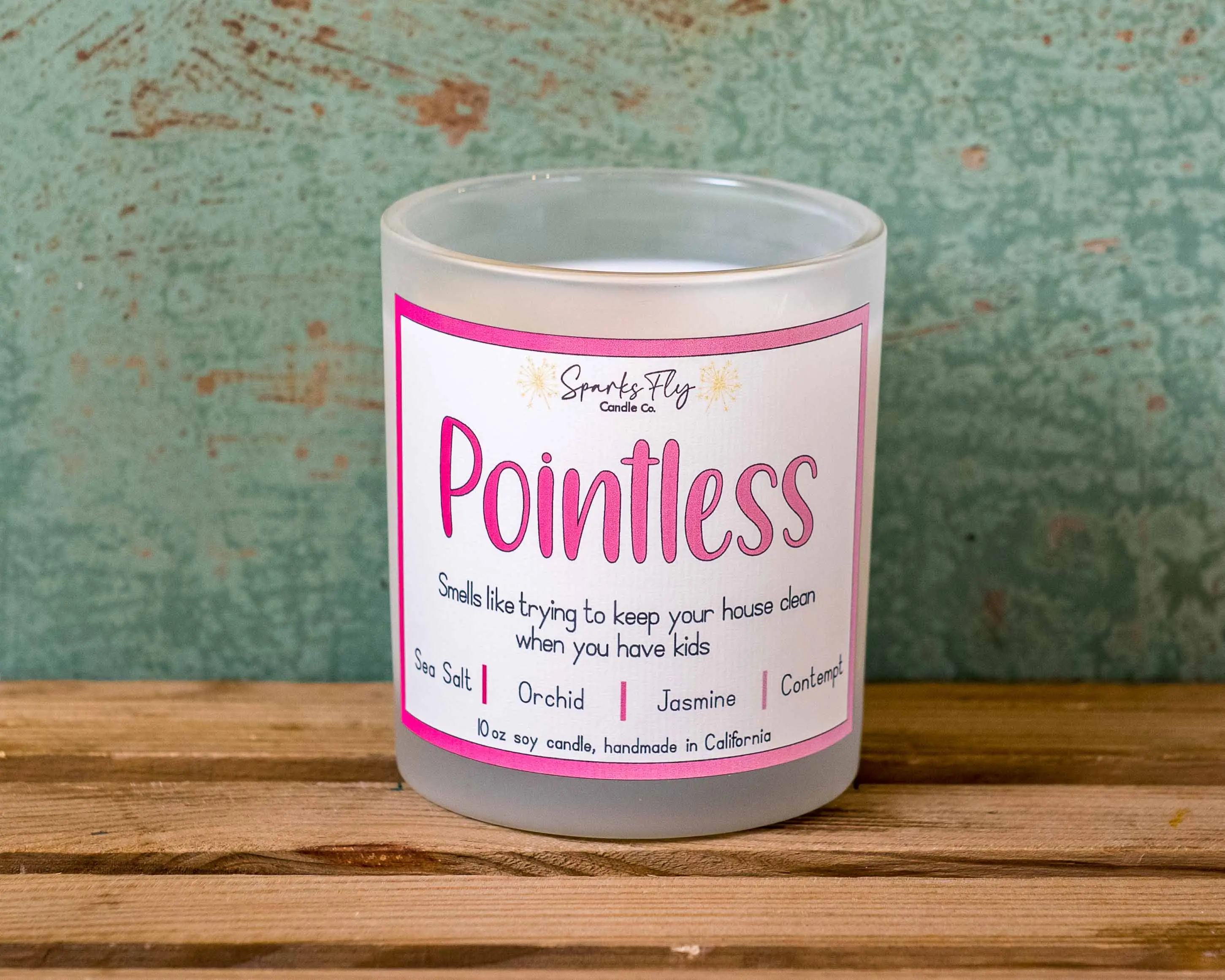 Pointless: Smells like trying to keep your house clean when you have kids!   Soy Candle