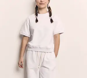 Organic Cotton Terry Half Sleeve Crewneck - White