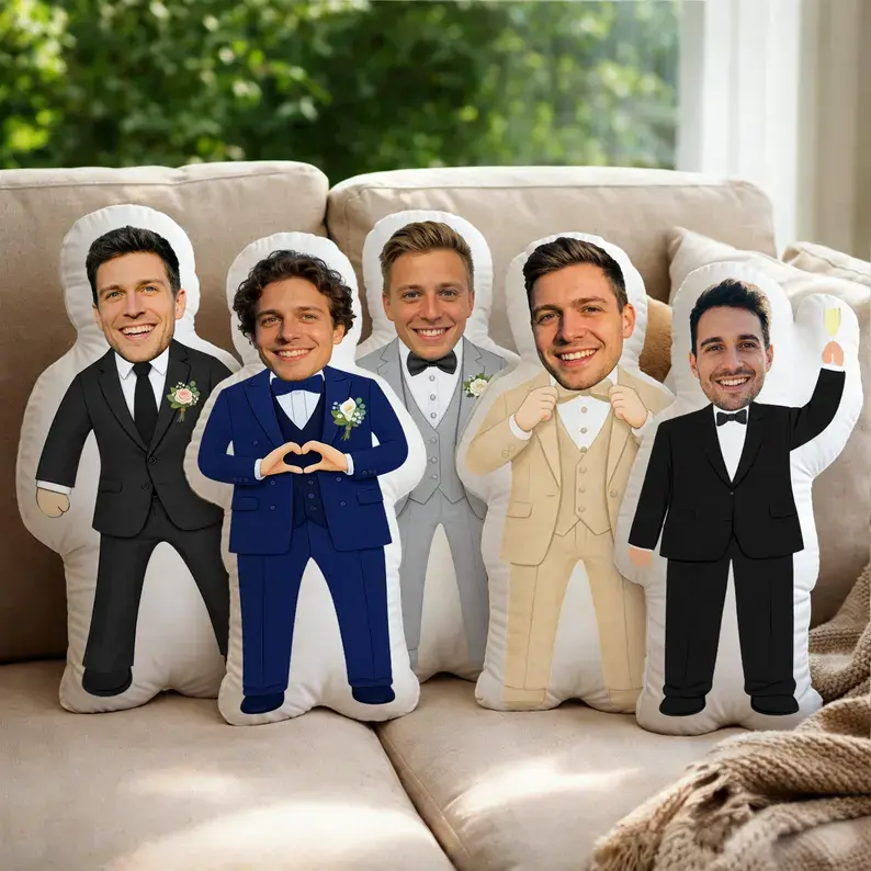Personalized Photo Groomsman Pillow, wedding gift, Custom Face Doll for Bachelor Party, Funny Groom Gift, Gift for bestfriend, Best Man Gift, Groomsman Gift Idea