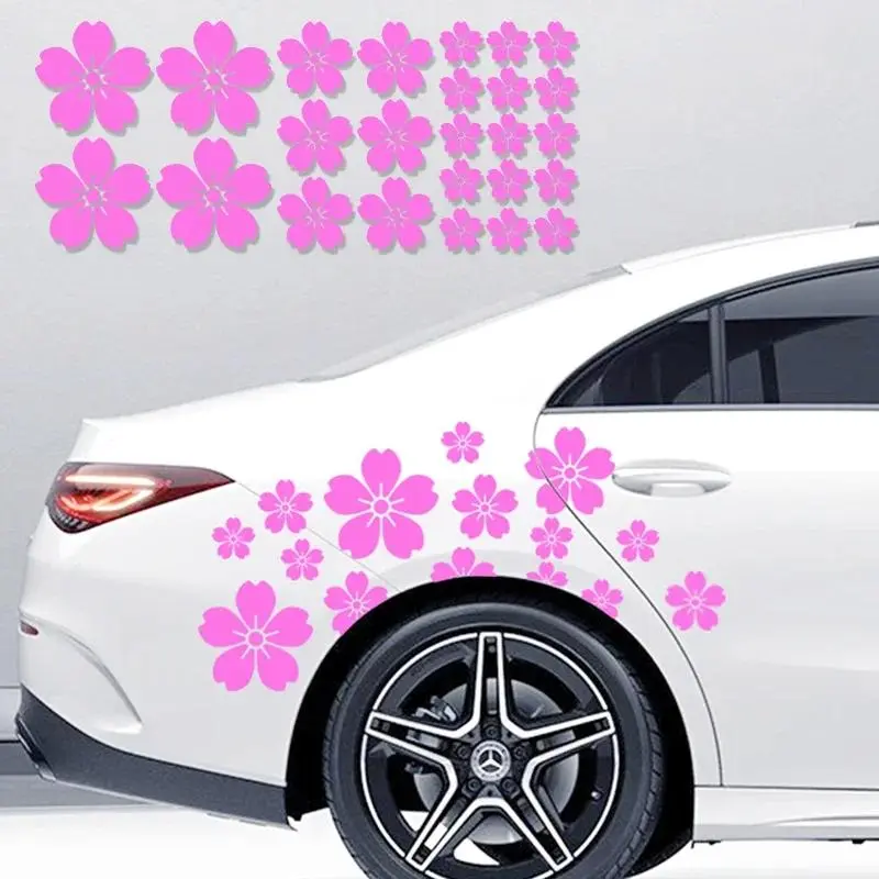 Sakura Pattern Car Sticker, Car Decals, Automobile Decals, Automotive Decals, 25pcs/set Waterproof Auto Sticker, Self-adhesive Decorative Sticker for Car Bumper Wheel Arches Hood Windows Body