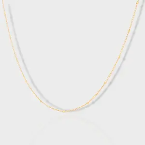 Ophelia Saturn Necklace, Delicate Ball Chain, Waterproof & Hypoallergenic Jewelry