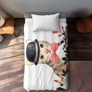 Begin Home Decor C1DCTXLWG1QSNR Cat Detective Black Bedroom Twin Size Extra Long Duvet Cover - Home Decor Essentials