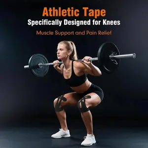 Precut Kinesiology Tape for Knees, 10 Pcs - Knee Support & Stability, Knee Pain Relief Athletic Tape - Waterproof & Elastic, Breathable Hypoallergenic Latex-Free Tape, Black