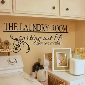 Laundry Room Lettering Decal, Modern Simple Self Adhesive Wall Sticker, Wall Art Stickers, Decorative Sticker for Home Living Room Bedroom, Ornaments
