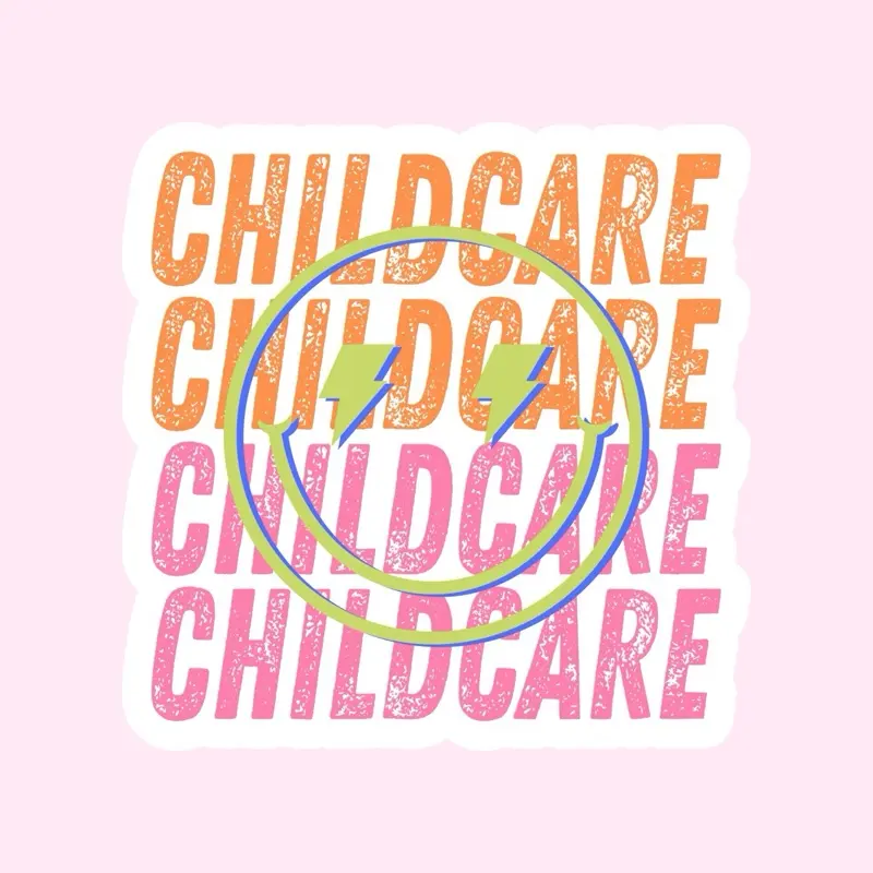 Childcare Smiley Face Sticker - Die-Cut UV Waterproof Matte Vinyl Handmade in the USA 3-3.25 Inch
