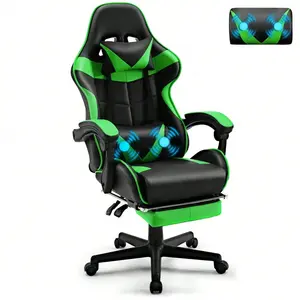Gaming Chair With Footrest And Lumbar Support, Ergonomic Game Chair Height Adjustable Racing Gaming Chair With Headrest