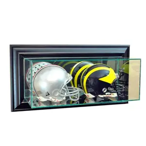 Perfect Cases  Wall Mounted Double Mini Helmet Display Case- Black