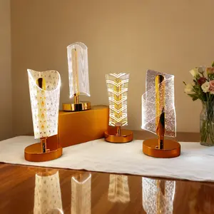 Acrylic Luxury Crystal Table Lamp, USB Charging Touch Switch, Three Color Changing Adjustable Brightness, Bedside Ambiance Decorative Lamp