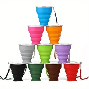 Folding Cups Leakproof BPA FREE Food Grade Water Cup Travel Silicone Retractable Coloured Portable Outdoor Coffee Handcup