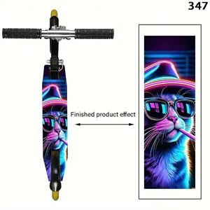 1 Colorful Cool Cat Carnival Skateboard Sticker, Skateboard Decoration Sticker - Suitable for motorcycles, portable folding