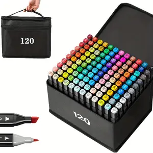 Multicolor Alcohol Marker Set - Double Head Art Marker for Adult Sketching and Coloring, Water-based Ink, Coarse Tip, Ideal for Painting, Coloring and Marking on Plastic Surfaces, Art Marker | Bright Color Set | Water-based Ink