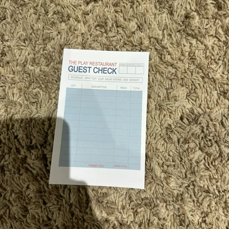 Play restaurant pretend notepad