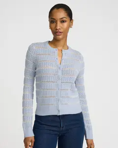 Express Airy Soft Striped Open Stitch Cardigan