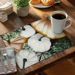 Begin Home Decor CPPM14183XFK6W 14 x 18 in. Rustic Green Fall Pumpkins Placemat - Polyester Home Decor
