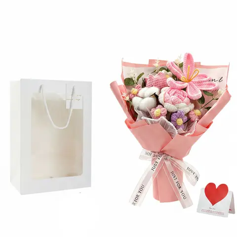 Wool Artificial Hanging Flowers Bunch - 1 Bunch Home Decor Festive Party Supplies, Valentine's Day Gift for Weddings, Elevates Mantels Tables and Shelves, Without Ledlights