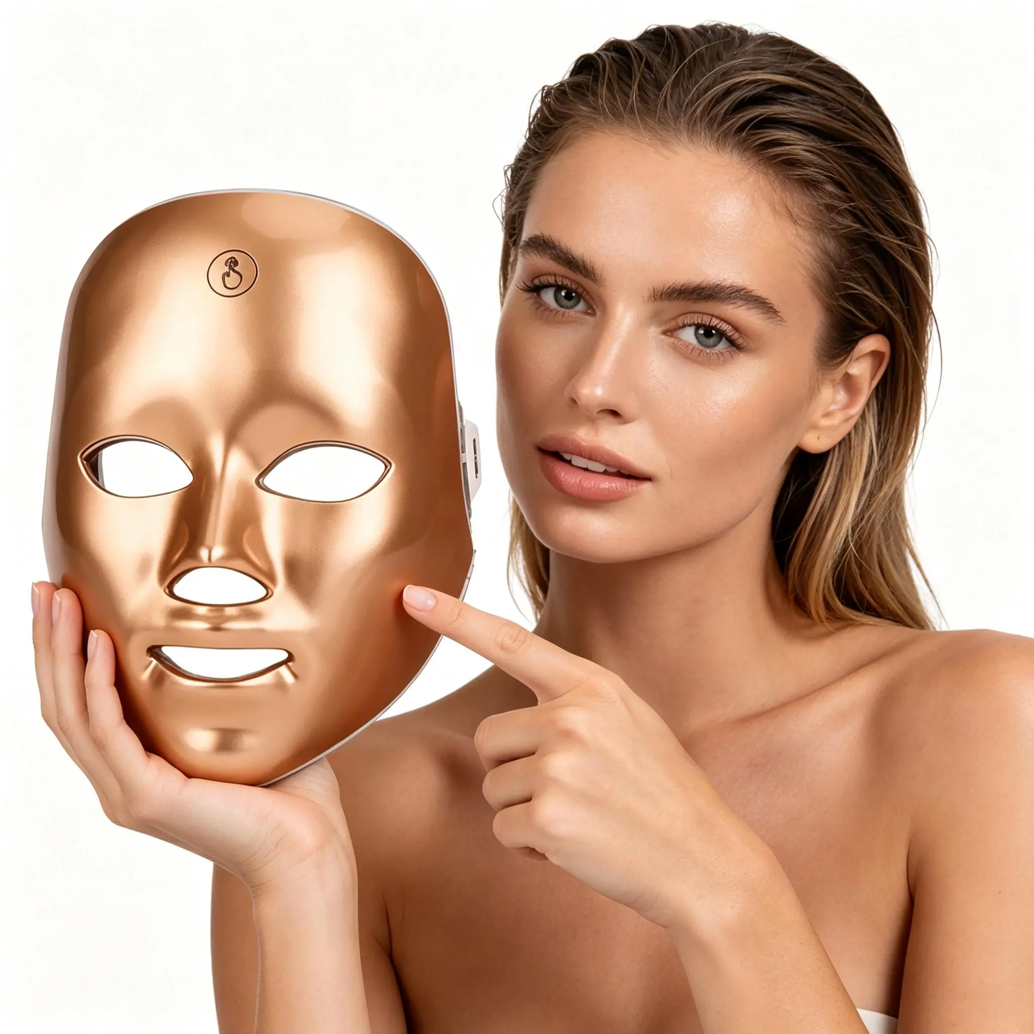 Gold 7-Color LED Microcurrent Facial Mask Device, USB Rechargeable for Daily Use Skin Health & Repair (Beauty & Personal Care Facial Beauty Appliance)