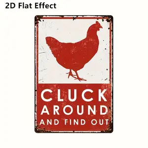 -Humorous Signs with Red And White Text Warning Metal Signs, Ideal for Decorating The Outdoor Fence Or Wall of a Chicken Farm