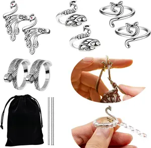 8 Pack Adjustable Crochet Yarn Tension Ring for Crocheting, Crochet Ring for Finger, Peacock  Crochet Knitting Rings for Tension