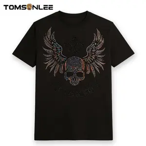 Rhinestone Skull Wings Graphic Tee | Y2K Gothic Punk Streetwear Slim Fit T-Shirt Men's Streetwear Slim Fit Gothic Top