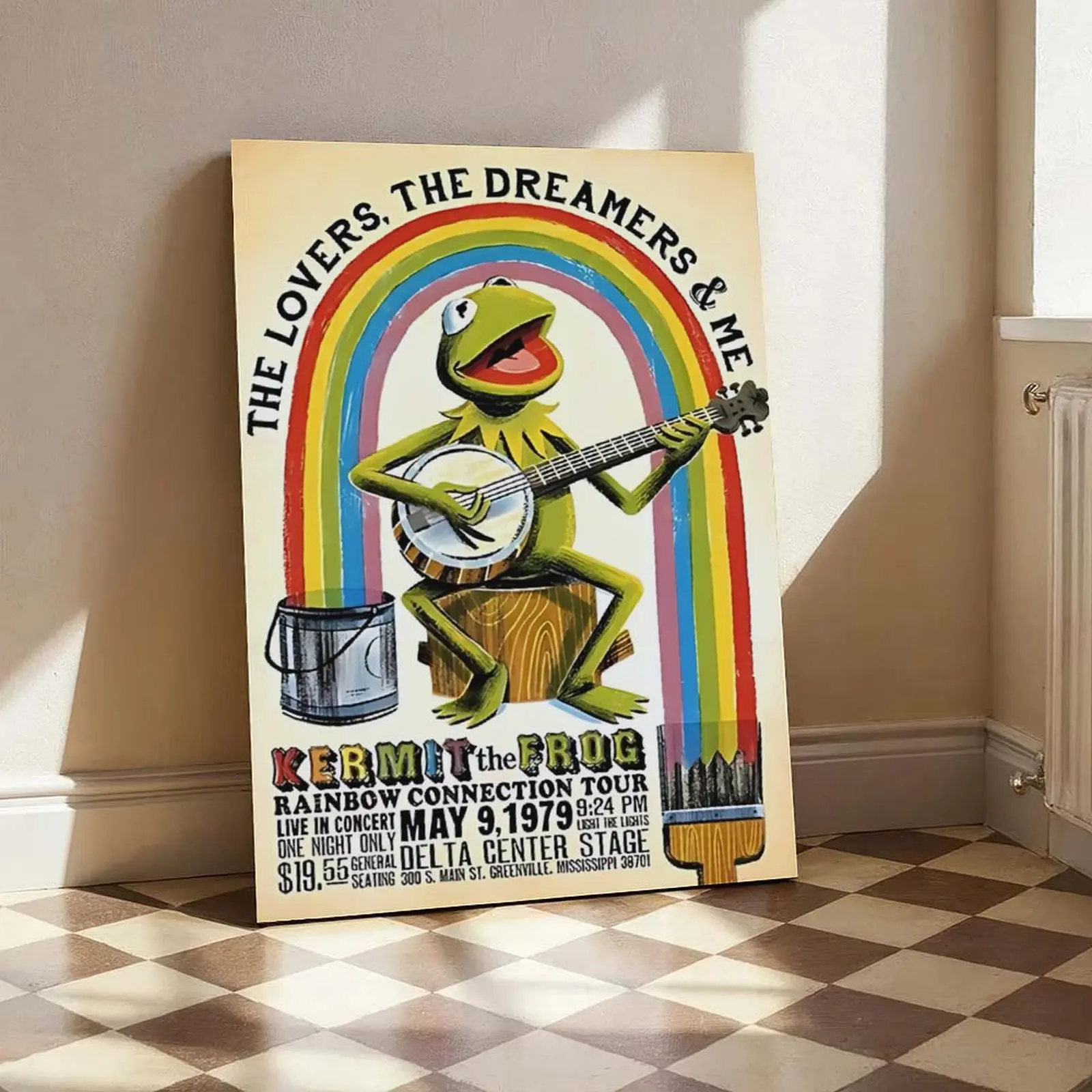 Kermit the Frog Rainbow Tour Rakai Beer Print Poster, Artistic Funky Home Decor Wall Artwork, Room Ornaments Photo Gift