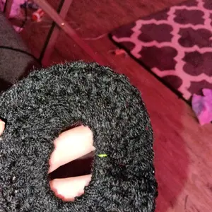 Black Crochet Hair Scrunchie - Simple Black Accessory for Hair Ties