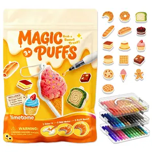 2026-Timetome  56 Pcs Magic Foam Texture Painting Kit, Including 16 Pcs Foam Texture Paper, 36 Colors Brush Tip Acrylic Paint Markers, Magical 3D Effect Texture Painting Kit,toy for kids，holiday gift，birthday gift