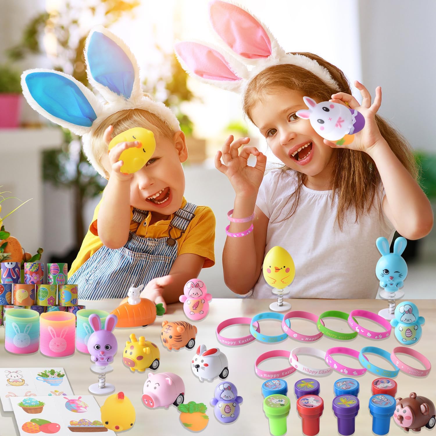 100 Pack Easter Egg Fillers – Assorted Toys for Kids Boys & Girls, Easter Basket Stuffers, Party Favors, Egg Hunt Prizes, Classroom & Easter Gifts 100 Pack Easter Egg Fillers – Assorted Toys for Kids Boys & Girls, Easter Basket Stuffers, Party Favors, Egg Hunt Prizes, Classroom & Easter Gifts