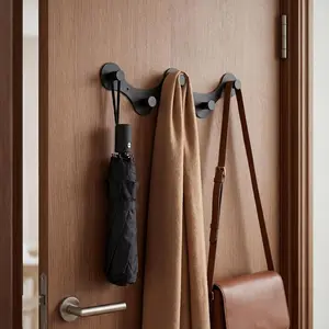 Wavy Wall Hooks 5-Hook - Heavy Duty Wall-Mounted Key & Coat Rack | Decorative Organizer for Purses, Hats, Towels | 40cm Farmhouse Entryway Decor(1Pc)
