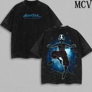 Aang T-Shirt - Avatar the Last Airbender Shirt, Animated Shirt, Vintage T-Shirt Menswear Top Underwear Tshirt The Last Air Nomad - The Avatar Anime Double Printed Washed Tee Unisex Oversize Anime Manga LMF