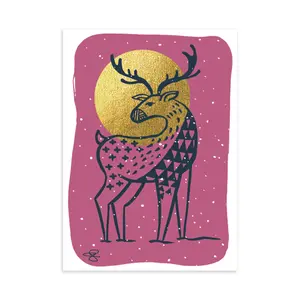 Stag Greeting Card (Snowfall)