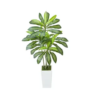 5 ft Minimalist Curve Artificial Dracaena Tree, Decorative Fake Tropical Silk Plant with Tall White Planter, Large Indoor-Outdoor Faux Floor Plant for Home Office Decor