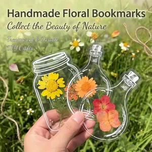Handmade Transparent Floral Bookmarks, Dried Flower Leaves DIY Crafts, Cute Bookmark for Readers, Perfect Gift Idea, Decoration, Book Accessories