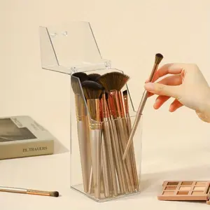 1pc Clear Makeup Brush Organizer, Large Capacity Makeup Brush Storage Box