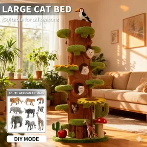90.5" Tall Cat Tree for Large Cats, Heavy Duty Multi-Level Cat Tower Castle with Extra Large Condo, Sisal Scratching Posts & Perches, Forest Theme Pet Furniture Jumping Platform for Multi-Cat Household