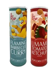 Gourmet Popcorn Snack 2-Pack (Curry & Ketchup Flavors) - Non-GMO, No Trans Fat, No Preservatives Crunchy Crispy Savory
