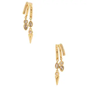 Ettika Royal Crystal Drop Earrings in Clear Crystal & Gold