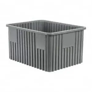 Divisible Stacking Bin Organiser Container by Quantum Storage Systems, 100 Lb Load Capacity Gray Polypropylene Storage Box, 22.5" L x 17.5" W x 12" H DG93120GY