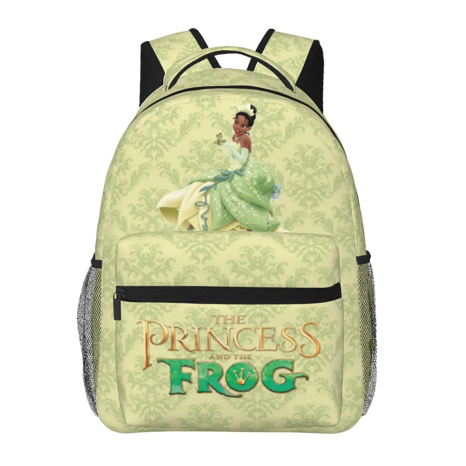 Princess and the frog Outdoor Hiking Kids Bookbag Princess tiana Lightweight Spacious Backpack Princess and the frog decorations Anti-Rip School Bag for Daily Class & Family Travel