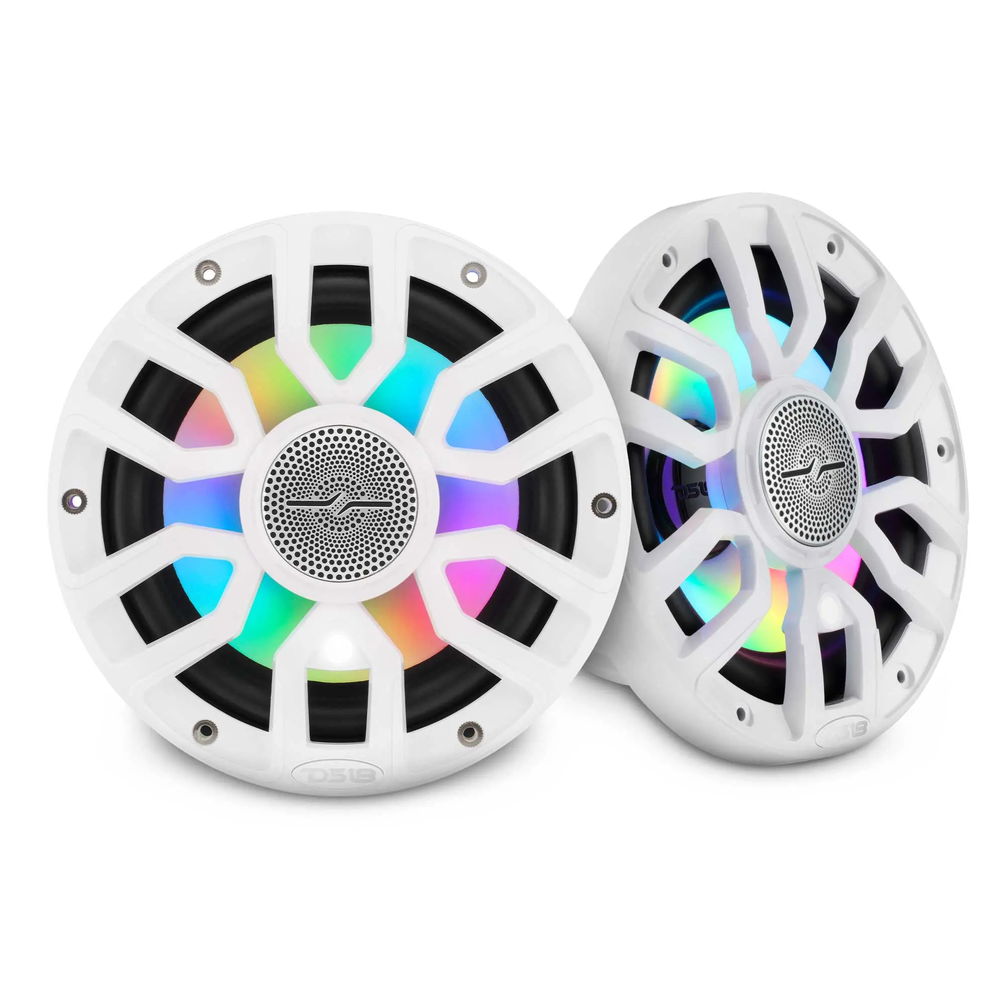 NXL 7.7” 2-Way Coaxial Marine Speaker for Wake Boats - Bullet Tweeters, Glass Fiber Woofer, Hybrid Ferrite-Neodymium Motor, Digital LED Lights, White Deck LED | 175W RMS, 4-Ohm, 350W Max (NXL-IQ7.7/WH)