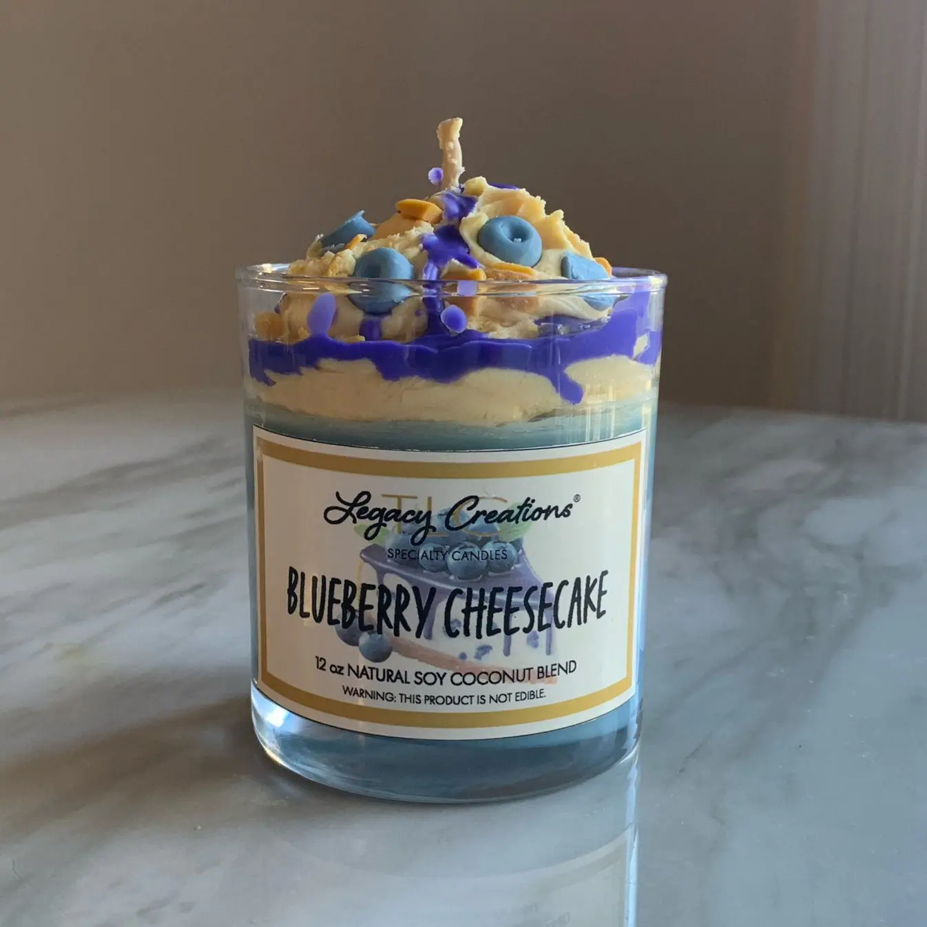 Blueberry Cheesecake Dessert Candle, Realistic Whipped Wax Scented Candle for Home Decor