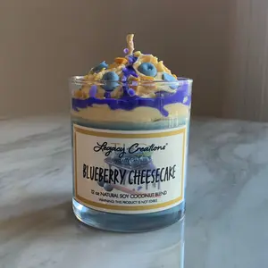 Blueberry Cheesecake Dessert Candle, Realistic Whipped Wax Scented Candle for Home Decor