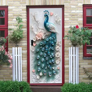 2pcs Stereo Peacock Wall StickerWall DecorationSelf-Adhesive WallpaperPeacock FeatherWall Art Home DecorDecorative Stickers Collage Self-Adhesive Door Sticker