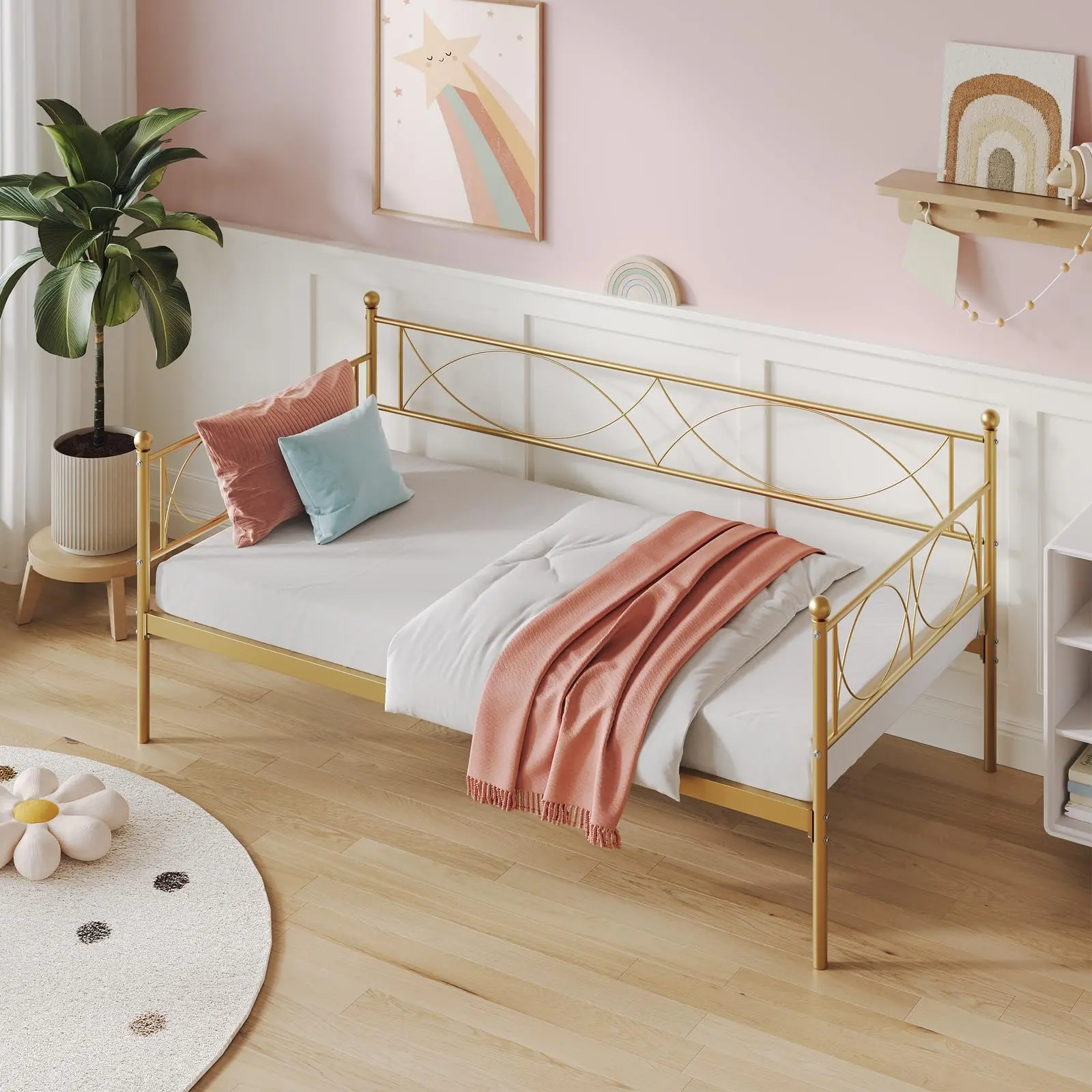Garvee Durable Metal Twin Size Daybed Frame - Living Room Pull-Out Conversion Bed Frame with Premium Steel Slat Support, Spacious Under-Bed Storage Solutions, No Box Spring Needed, Easy Assembly, Pull Out Bed