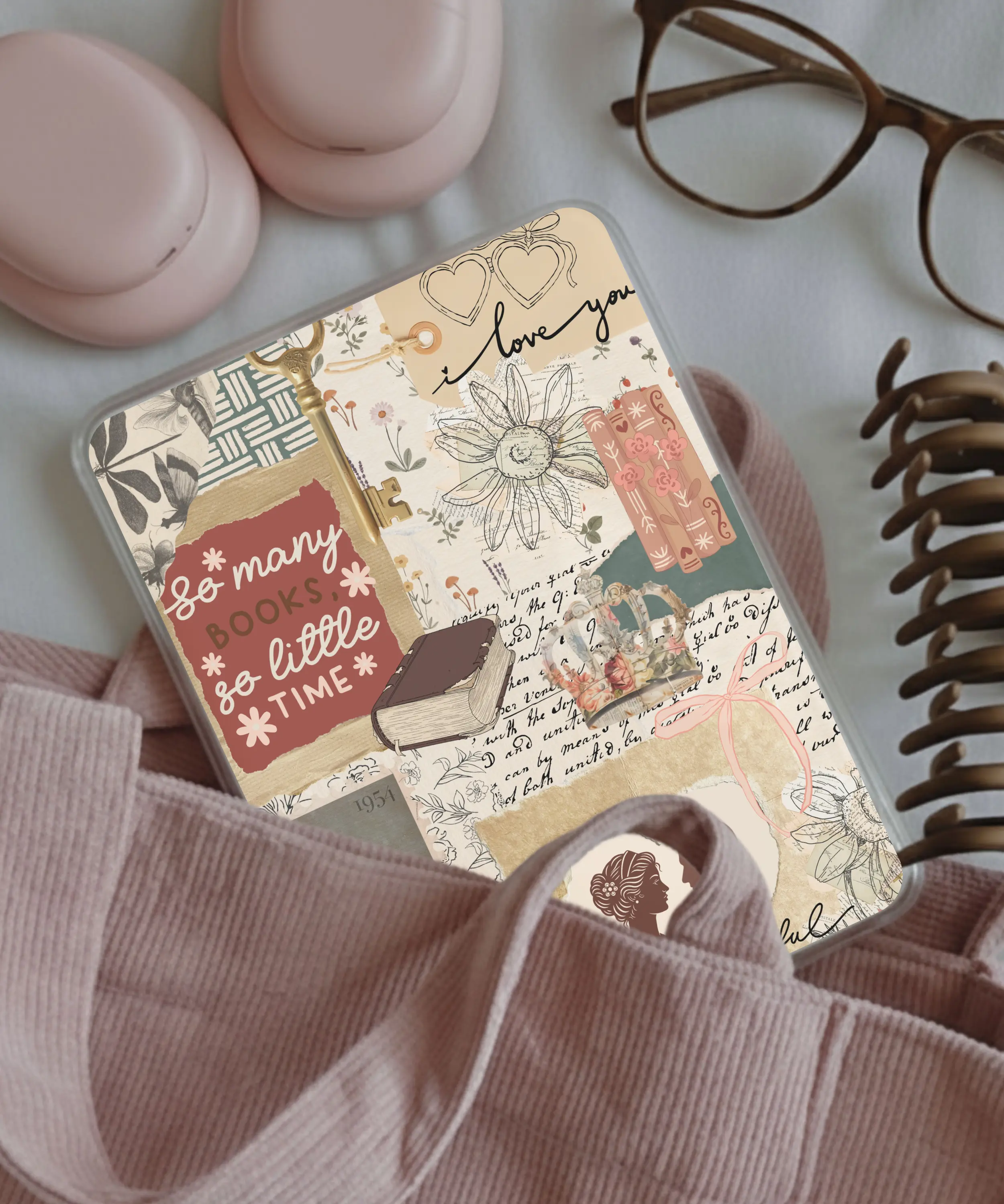 Romance Scrappy Clear Case Insert for Kindle or Kobo