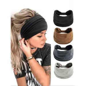 Paisley Pattern Knot Design Hair Band, Boho Wide Elastic Hair Band for Gym Workout, Hair Accessories for Yoga Wear, Knotted Headband