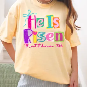 He is Risen Comfort Colors Shirt, Preppy Y2k Easter Shirt, Womens T-shirt, Holiday Graphic Tee, Easter Shirt