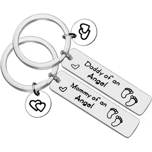 Loss Memorial Keychain Mommy Daddy keychain Set Miscarriage Keepsake Baby Memorial gift Sympathy Gift for Infant Loss Child Mother'S Day Father'S Day Present From Daughter