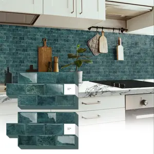 5/10/20PCS Epoxy D001 Gradient Dark Green Stone-Brick Tile Stickers | Removable Waterproof for Home Office School Wall Self Adhesive Stickers