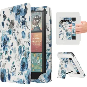 Case Cover For 7"/6.8" Kindle Paperwhite Signature Edition (12th/11th Generation, 2024/2021 Release),Kindle Colorsoft Signature Edition 1st Gen (Blue Floral)