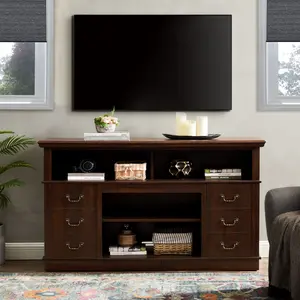 Mid Century Modern TV Stand for 65 Inch TV, Entertainment Center with Storage Shelves & Cabinets, Media Console Table for Living Room, Farmhouse Wood TV Stand for Bedroom, Espresso